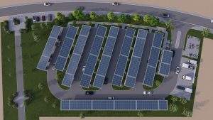 Parkplatzüberdachung mit PV von oben