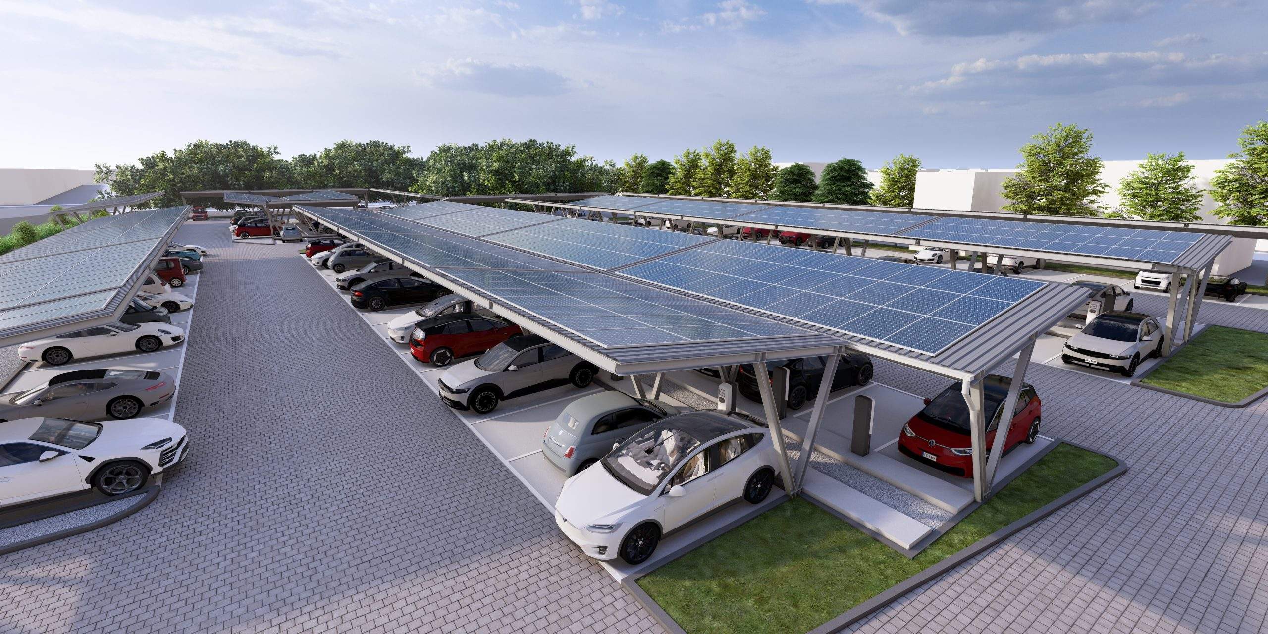 Parkplatzüberdachung mit PV